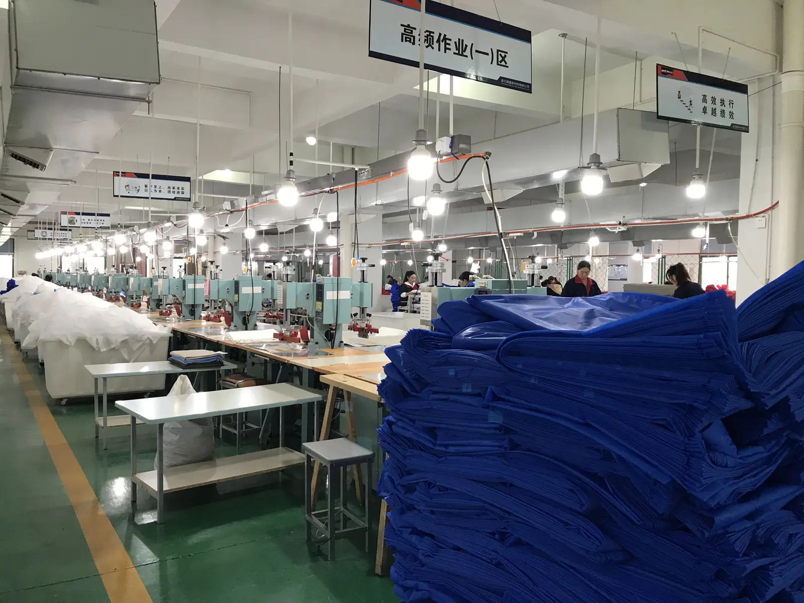 High-frequency welding: seams fused, no needle holes